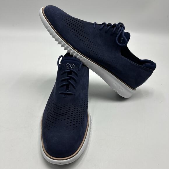 Cole Haan Men\'s Size 12M 2.Zerogrand Lined Laser Wingtip Oxford Navy Blue C23806 main image 4